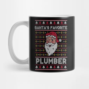 Santa's Favorite Plumber // Funny Ugly Christmas Sweater // Plumbing Holiday Xmas Mug